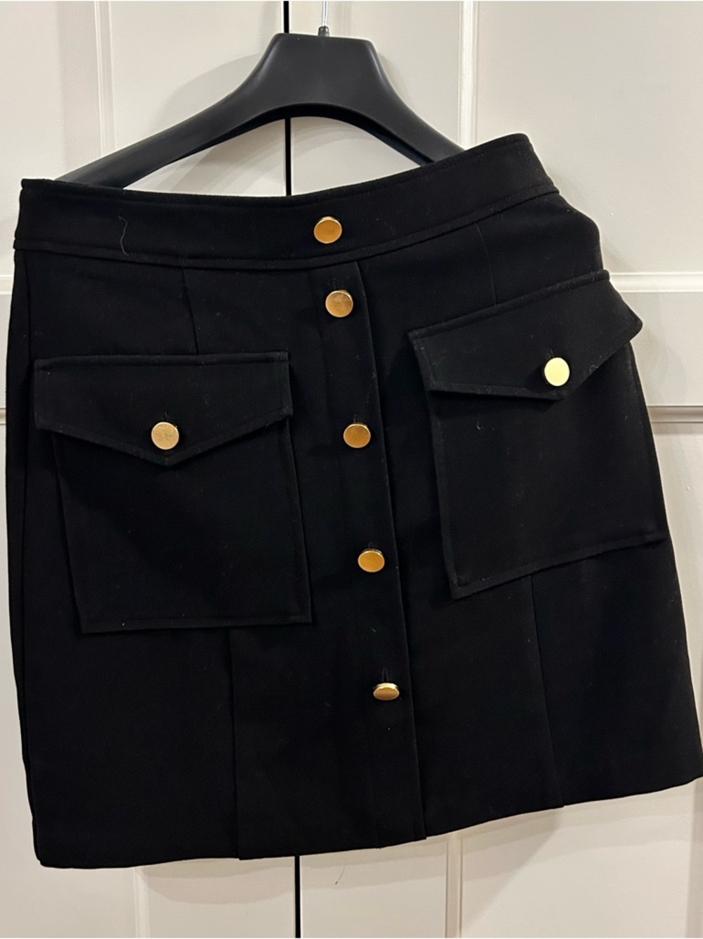 Banana Republic Black Mini Skirt with Gold Buttons